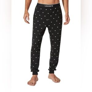 Lacoste Croc Pattern Stretch Cotton Pajama Pants Black/White SZ XXL